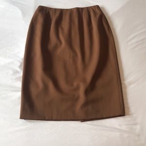 LINDA ALLARD ELLEN TRACY Brown Wool Pencil Skirt